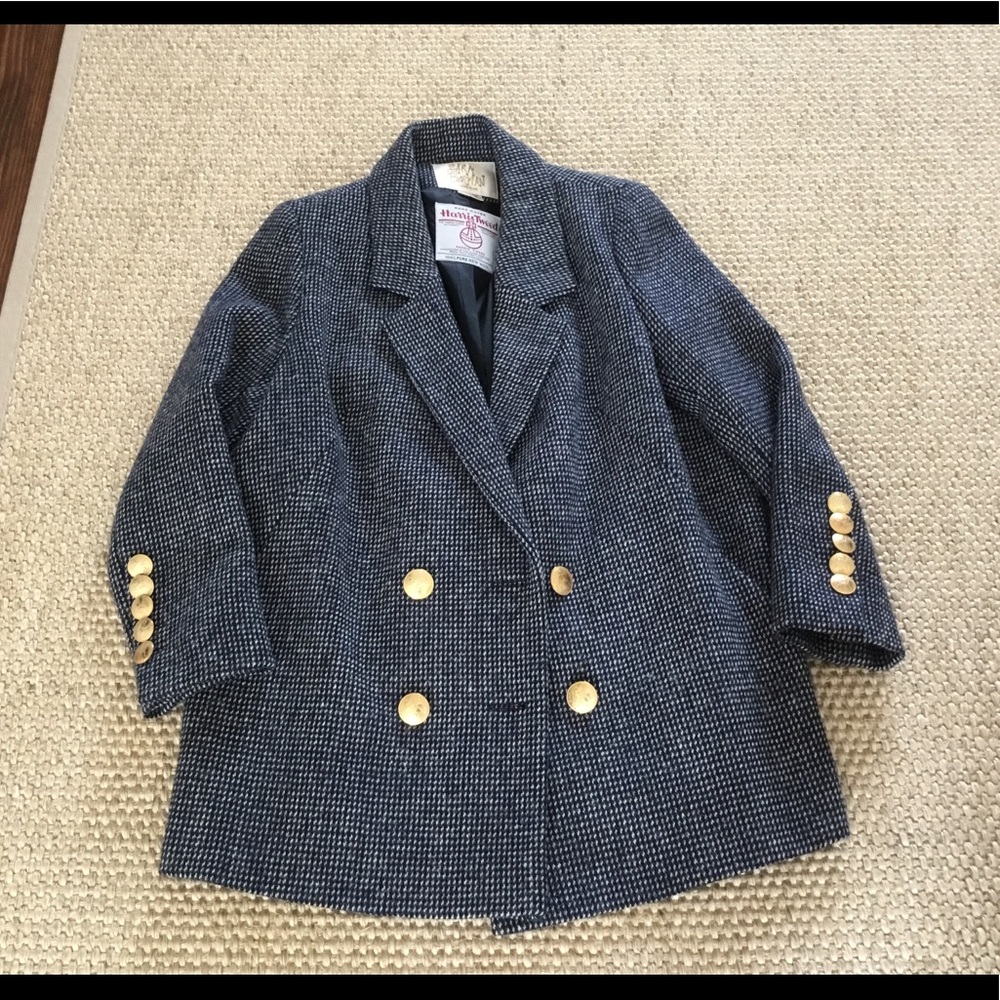 SARA BERMAN LONDON wool tweed blazer size  L .